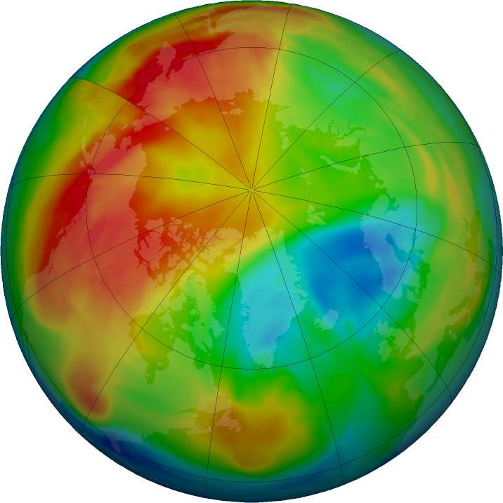 Arctic ozone map for 09 January 2024